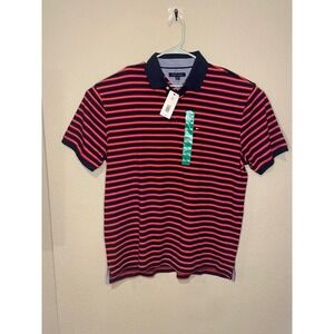 NWT Tommy Hilfiger Striped Polo Shirt Classic Fit Red White Blue XL